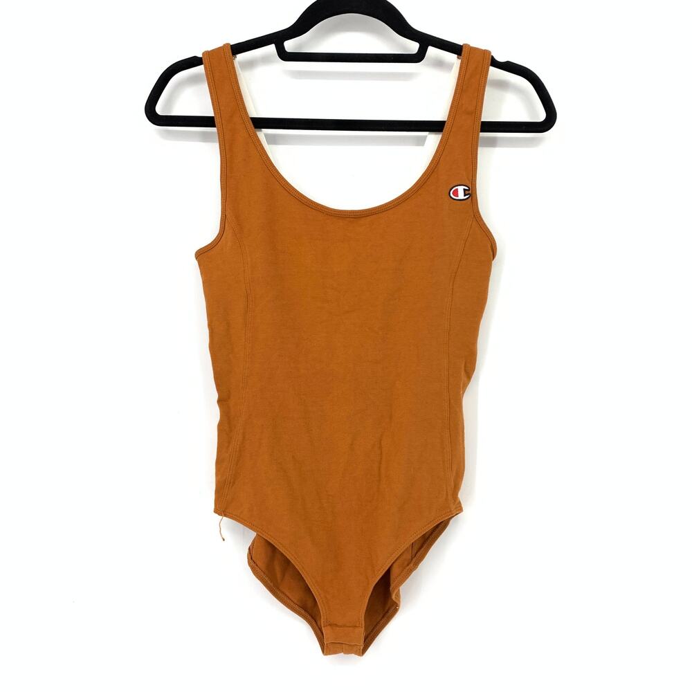 Champion Bodysuit Women's SZ XS Tank Base Layer Top Sleeveless Scoop Neck Orange